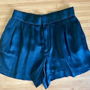Black Zara Satin-Effect Pleated Shorts Size 4